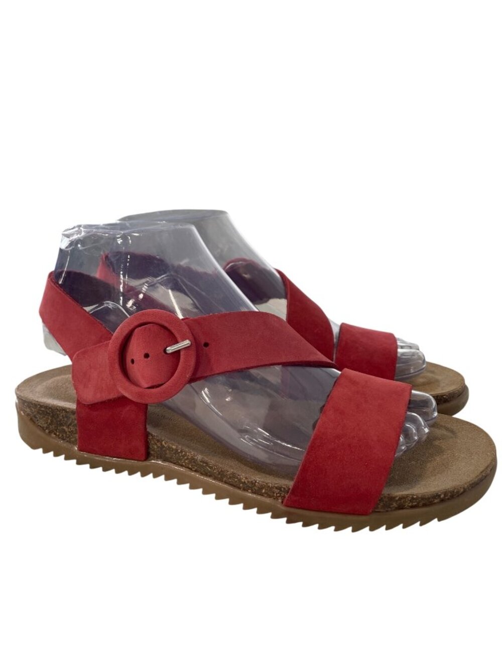 Bos and Co Sandals Size 38/7 Lavis Asymmetric Slingback Open Toe Coral Nubuck